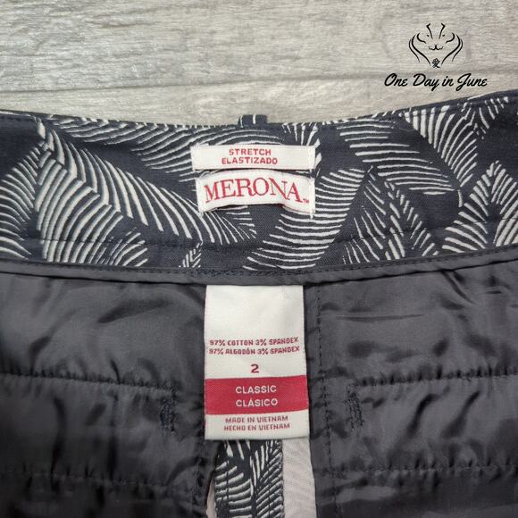 Merona Tropical Leaf Ankle Pants Size 2 - Picture 2 of 6